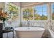 Bathroom featuring soaking tub in front of large windows with natural light at 16302 Parkside Dr, Parker, CO 80134