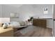Inviting bedroom with neutral decor, skylight, wood floors, and comfortable furnishings at 225 E 8Th Ave # A2, Longmont, CO 80504