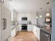 Well-lit kitchen featuring sleek stainless steel appliances and ample white cabinetry at 480 S Marion Pkwy # 306, Denver, CO 80209