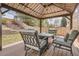 Covered backyard patio with a seating area and fire pit, landscaped yard and wood fence at 19131 E Crestridge Cir, Aurora, CO 80015
