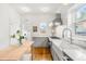 Charming kitchen features a farmhouse sink, stainless appliances and subway tile backsplash at 562 N Pennsylvania St, Denver, CO 80203