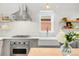 Bright kitchen boasts white subway tile backsplash, farmhouse sink, and stainless steel appliances at 562 N Pennsylvania St, Denver, CO 80203