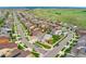 Aerial view showcases this home nestled in a vibrant community with sidewalks and green spaces at 19316 W 84Th Pl, Arvada, CO 80007