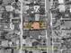 Aerial view of the home showing lot lines and surrounding homes in the neighborhood at 1665 S Saint Paul St, Denver, CO 80210