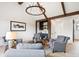 Comfortable living room with vaulted ceiling, exposed beams and wet bar at 1118 Northwood Ln, Castle Rock, CO 80108