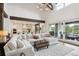 Bright, airy living room features a large sectional sofa and an open view of the kitchen at 1118 Northwood Ln, Castle Rock, CO 80108