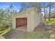 A stand alone shed in a wooded area on a sloped lot at 900 Ballantine Rd, Golden, CO 80401