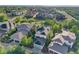 Panoramic aerial view of a residential neighborhood featuring well-maintained homes, mature trees, and manicured lawns at 2362 Spruce Way, Denver, CO 80238