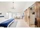 Bright bedroom features a barn door closet, vaulted ceilings, and plenty of natural light at 3970 Longwood Ave, Boulder, CO 80305