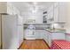Efficient kitchen with white cabinetry, granite countertops, and modern appliances, providing a clean and functional cooking space at 620 S Alton Way # 5B, Denver, CO 80247