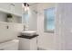 Modern bathroom featuring stylish vanity, subway tile and shower at 1901 S Adams St, Denver, CO 80210