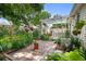Charming backyard patio with brick pavers, lovely flowers and a pergola for outdoor seating at 272 S 22Nd Ave, Brighton, CO 80601