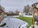 Artificial turf backyard with partial snow coverage at 1333 Hanover St, Aurora, CO 80010