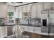 Modern kitchen with stainless steel appliances, granite countertops, updated cabinetry, and a bright window at 765 Iola St, Aurora, CO 80010