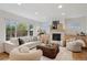 Open living room with natural light, modern furniture, and inviting fireplace at 7343 S Ivy Way, Centennial, CO 80112