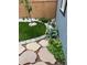 Back yard features meticulous garden design with stone pavers and manicured grass at 10232 Yampa Ct, Commerce City, CO 80022