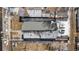 Overhead aerial shot of the house highlighting roof and backyard, and proximity to neighboring homes at 3251 N Madison St, Denver, CO 80205