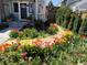 Beautifully landscaped front yard featuring a stone pathway, a variety of colorful tulips, and shrubs at 10624 W Berry Pl, Littleton, CO 80127