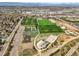 Aerial view of neighborhood amenities including green fields and sports facilities at 5485 S Lakeview St, Littleton, CO 80120