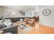 Cozy living room with hardwood floors, stylish furnishings, and an open layout to dining area at 5485 S Lakeview St, Littleton, CO 80120