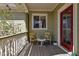 Cozy front porch with seating, a window, and a red front door at 3545 Cottonwood Cir, Longmont, CO 80504