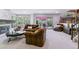 Comfortable living room with a fireplace, large windows, and access to an outdoor patio at 5373 E Links Cir, Centennial, CO 80122