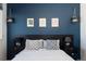 Close up of a well-styled bedroom showcasing a decorative headboard, bedside tables, and coordinated pillows and decor at 3927 Inca St, Denver, CO 80211