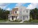 Stunning townhome showcasing a modern architectural design and manicured landscaping at 6648 N Nepal Ct, Aurora, CO 80019