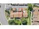 A bird's-eye view of the community layout, highlighting the townhome arrangement at 7355 S Knolls Way, Centennial, CO 80122