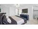 Bright main bedroom with a large dresser, TV, ceiling fan and ensuite bath at 7355 S Knolls Way, Centennial, CO 80122