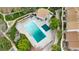 Aerial shot of the community pool, with ample space for lounging at 7355 S Knolls Way, Centennial, CO 80122