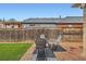 A cozy backyard with a patio area, artificial grass and a privacy fence perfect for relaxation at 3020 Niagara St, Denver, CO 80207