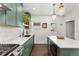 Contemporary kitchen featuring green cabinetry, sleek countertops, and updated appliances at 3059 N Humboldt St, Denver, CO 80205