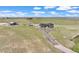 Expansive property featuring a home, outbuildings, circular driveway, and surrounding green fields at 7600 Patrick Trl, Elizabeth, CO 80107
