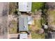 Aerial view of a home with a fenced backyard and mature trees at 1325 S Grape St, Denver, CO 80222