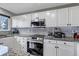 Updated kitchen with white cabinets, granite countertops, and stainless steel appliances at 5075 Weeping Willow Cir, Highlands Ranch, CO 80130