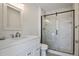 Modern bathroom with sleek vanity and glass-enclosed shower at 34 Highfield Trl # 307, Breckenridge, CO 80424