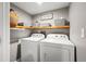 Convenient laundry room with washer, dryer, and shelving at 12844 W Cross Dr, Littleton, CO 80127