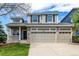 Charming home featuring a two-story facade and an attached three car garage at 1041 Riddlewood Rd, Highlands Ranch, CO 80129