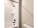 This bathroom features a bathtub with white subway tile and matte black fixtures at 4104 Grand Lake St, Brighton, CO 80601