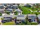 Beautiful aerial view of a residential neighborhood with well-maintained lawns, sidewalks, and tree-lined streets at 10221 Nucla St, Commerce City, CO 80022