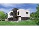 Striking modern home featuring a unique two-tone exterior, large windows, and a well-manicured lawn at 1491 S York St, Denver, CO 80210