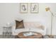 Close-up of a stylish living room arrangement with sofa, pillows, artwork, and modern lamp at 3311 Jasmine St, Denver, CO 80207