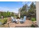 Private backyard with an outdoor fire pit, Adirondack chairs, and beautiful landscaping at 10468 Ladera Dr, Lone Tree, CO 80124