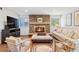 Inviting living room with a cozy fireplace, hardwood floors, and stylish furniture at 4850 S Kittredge St, Aurora, CO 80015