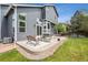 Backyard patio with gray siding, nice furniture, and well-kept lawn at 748 Poppywood Pl, Highlands Ranch, CO 80126
