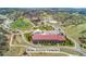Aerial shot of Miller Activity Complex and surrounding outdoor areas including soccer field and open spaces at 627 Millbrook Cir, Castle Rock, CO 80109
