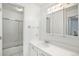 Bright bathroom featuring a white vanity, a mirrored medicine cabinet, and a shower/tub combo at 707 W 96Th Ave # 5, Thornton, CO 80260