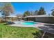 Gorgeous backyard with a pristine pool, lush green lawn, and privacy fence at 8540 W 59Th Ave, Arvada, CO 80004