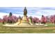 Beautiful park with statue and blossoming trees at 2990 E 17Th Ave # 1004, Denver, CO 80206